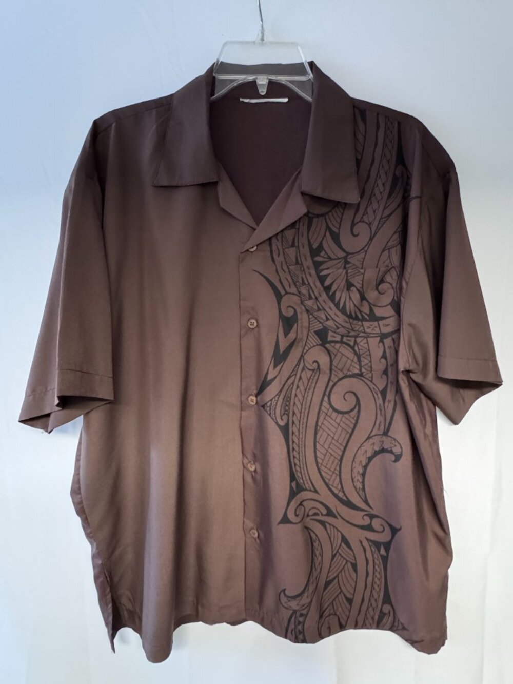 Makani Mens Hawaiian Aloha Button Front Short Sleeve Microfiber Shirt Large L